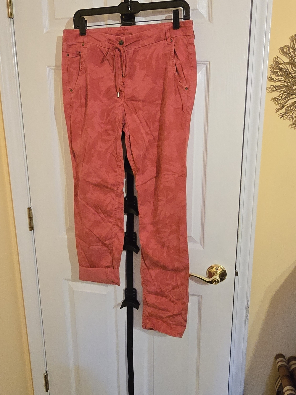 Women's Coral Pink Casual Drawstring Jeans